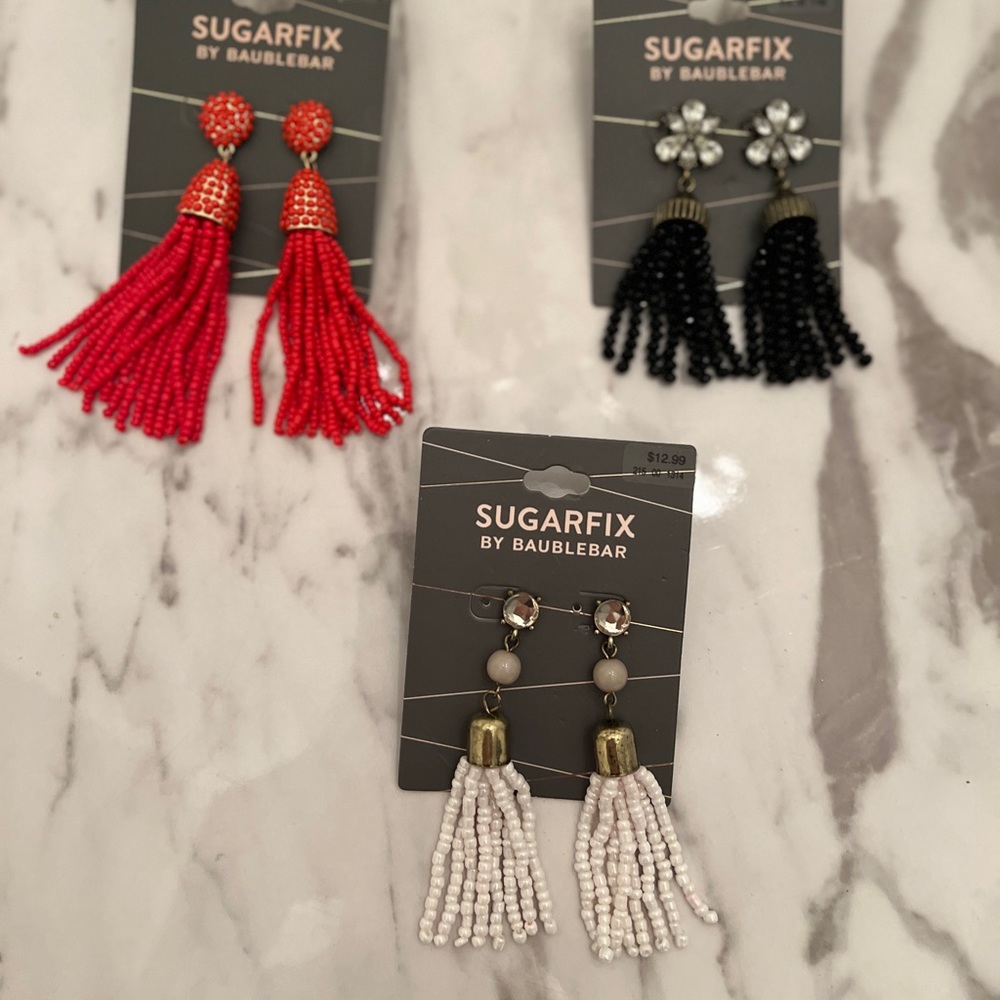 Sugar Fix Bauble Bar Earrings. Like new Tassel beaded earrings. 3 pairs included